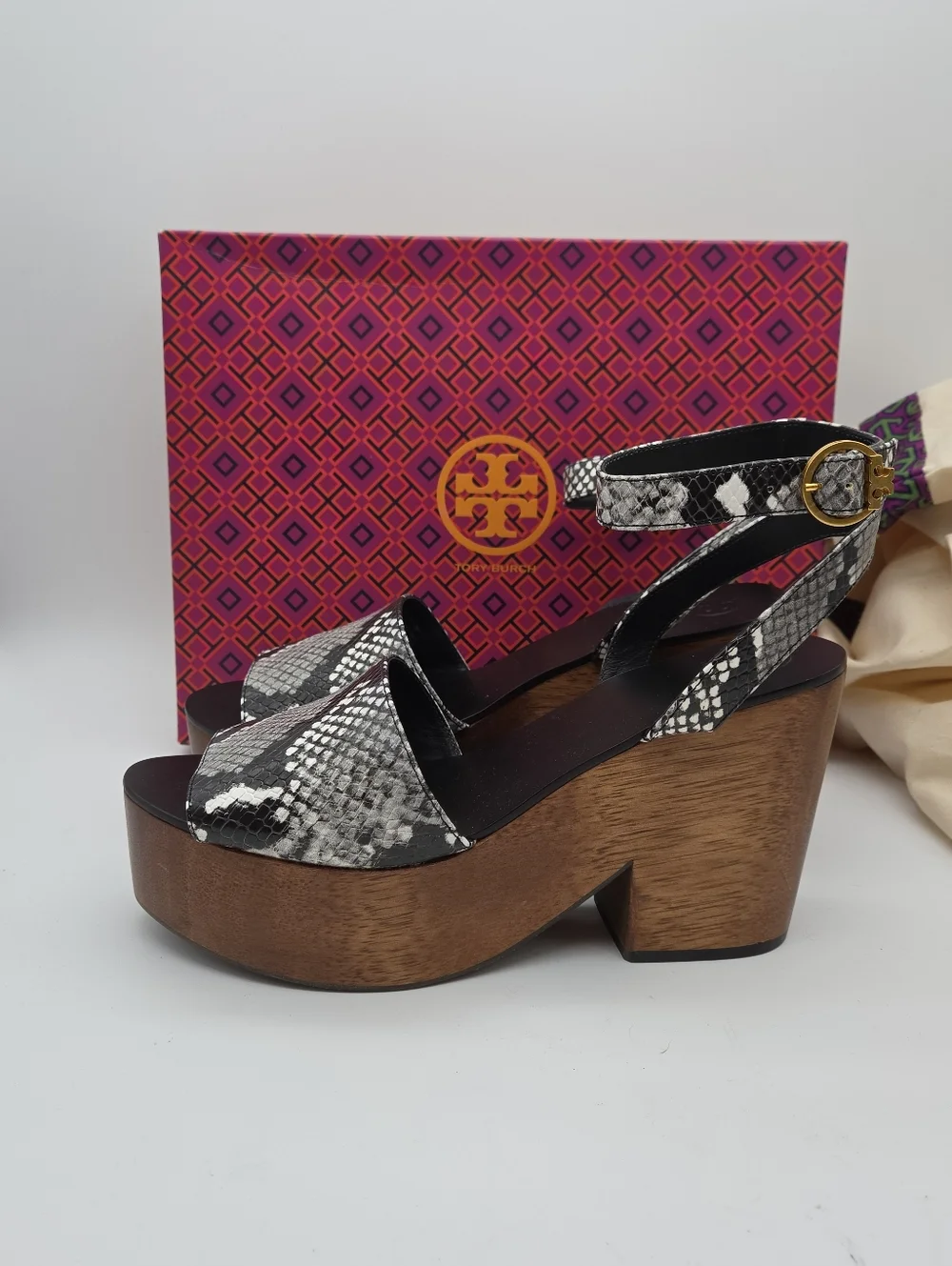 NEW‎ Tory Burch Camilla Platform Sandals in Diamond Roccia Print Size 10